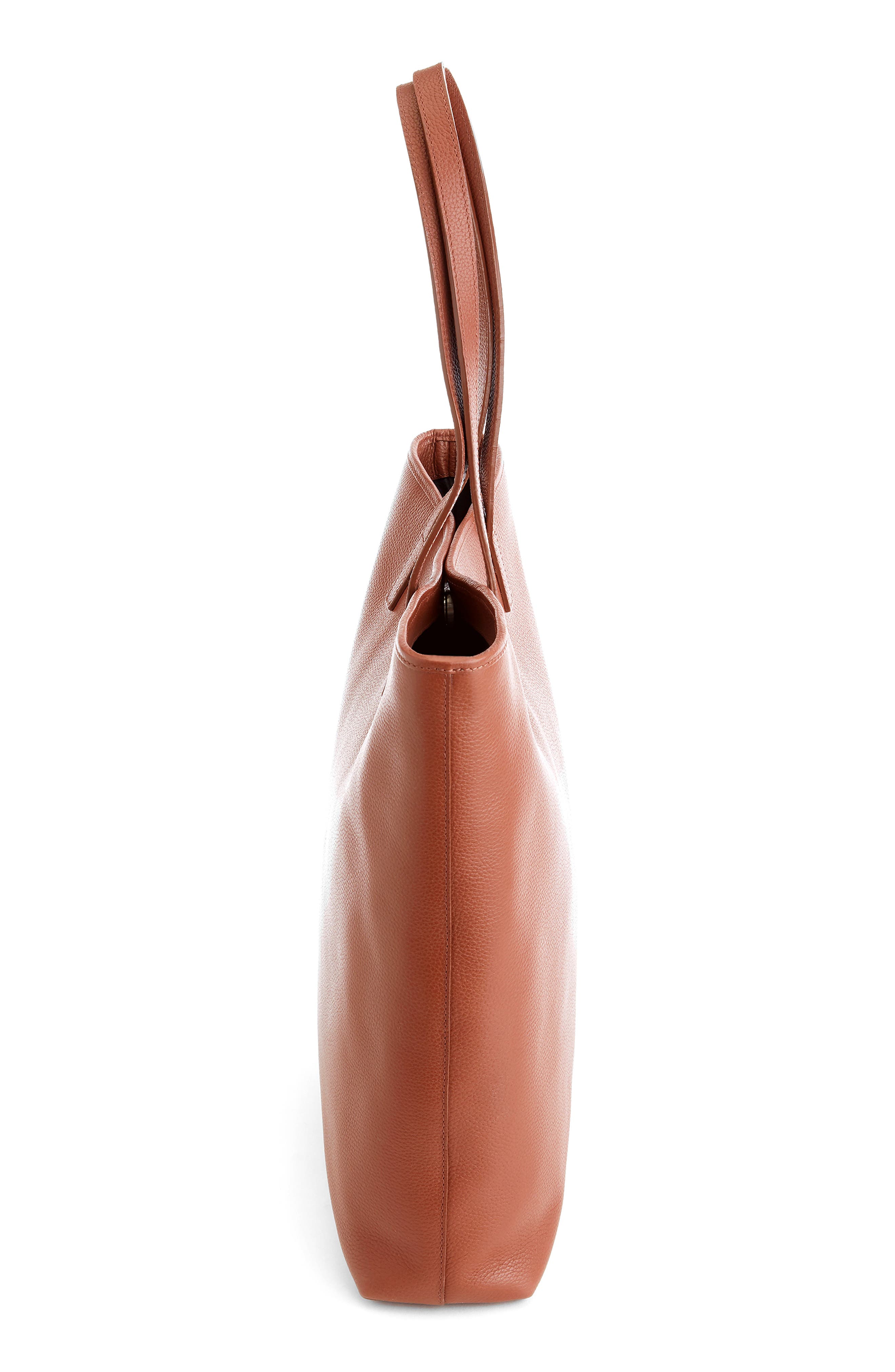 Tall Leather Tote with Wristlet, Alternate, color, TAN