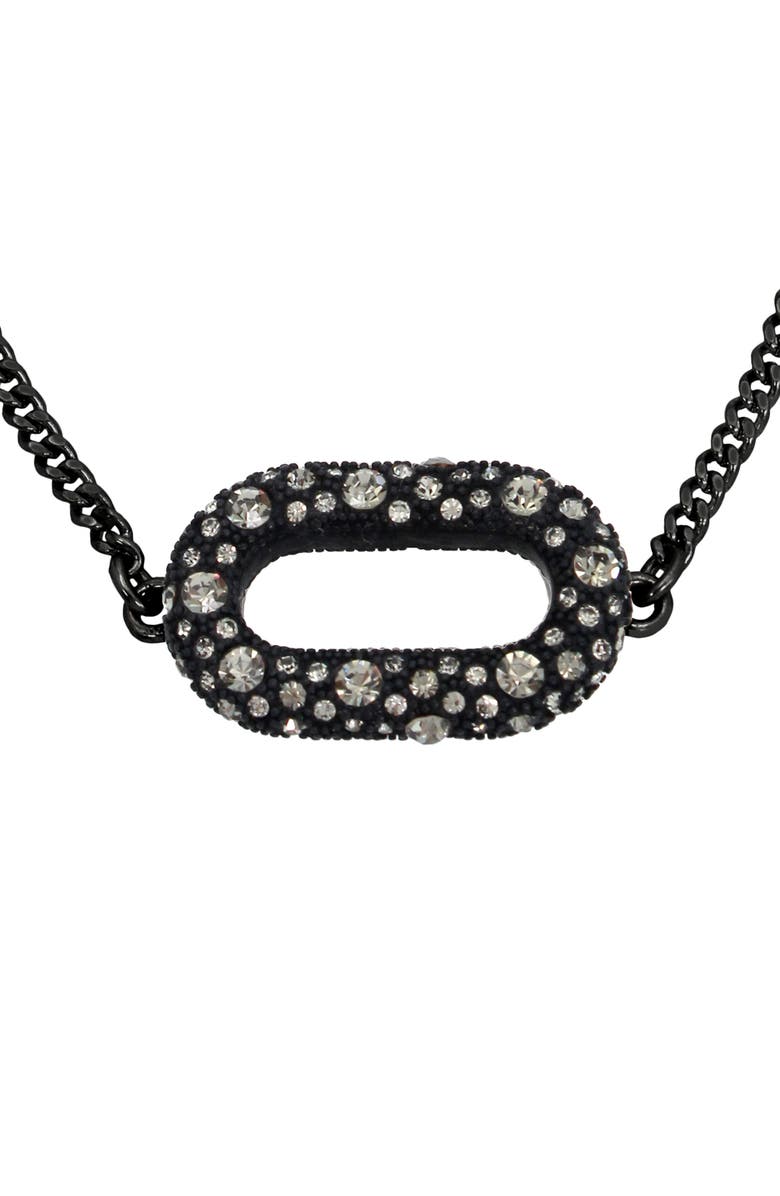 AllSaints Pavé Oval Curb Chain Slider Bracelet, Alternate, color, Black