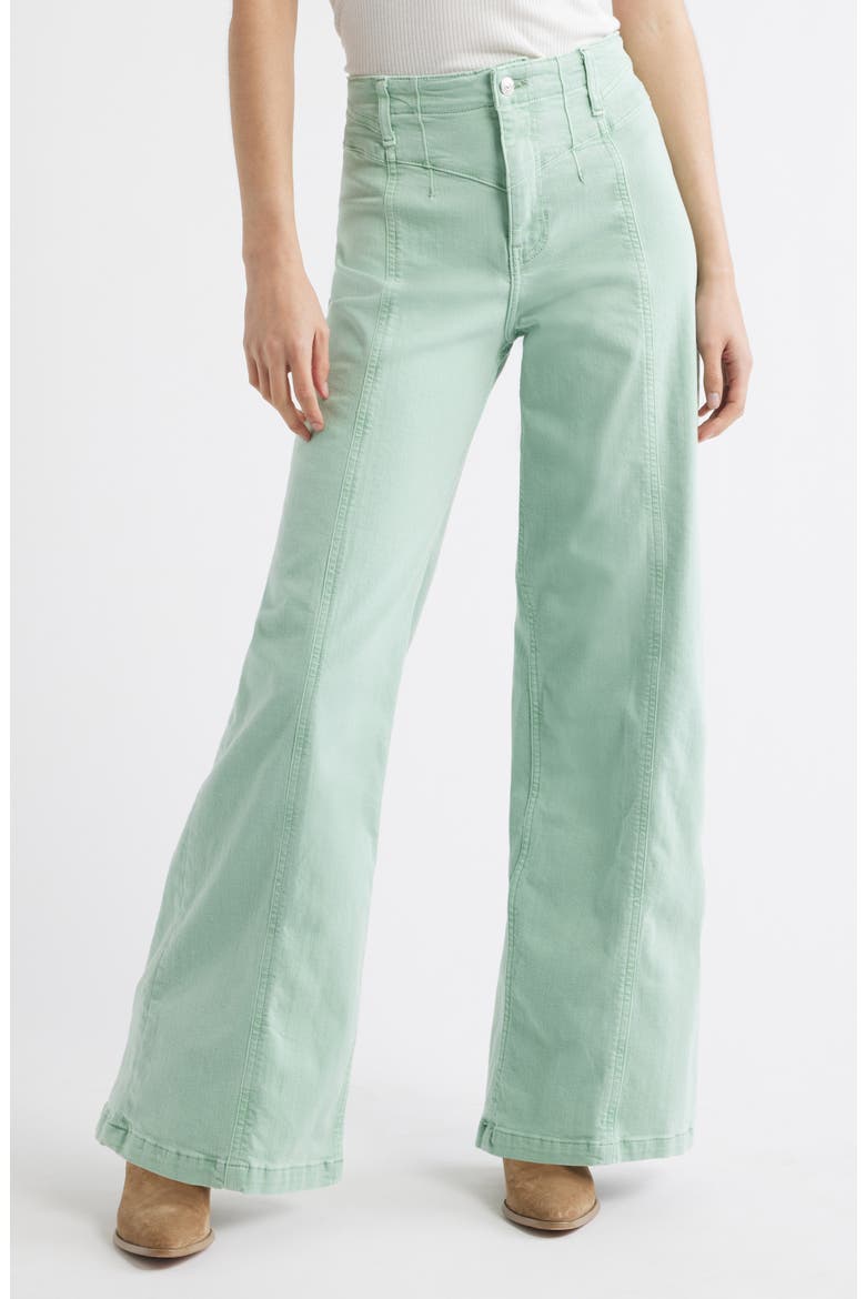 Libre Front Yoke Wide Leg Jeans, Main, color, CAMEO GREEN