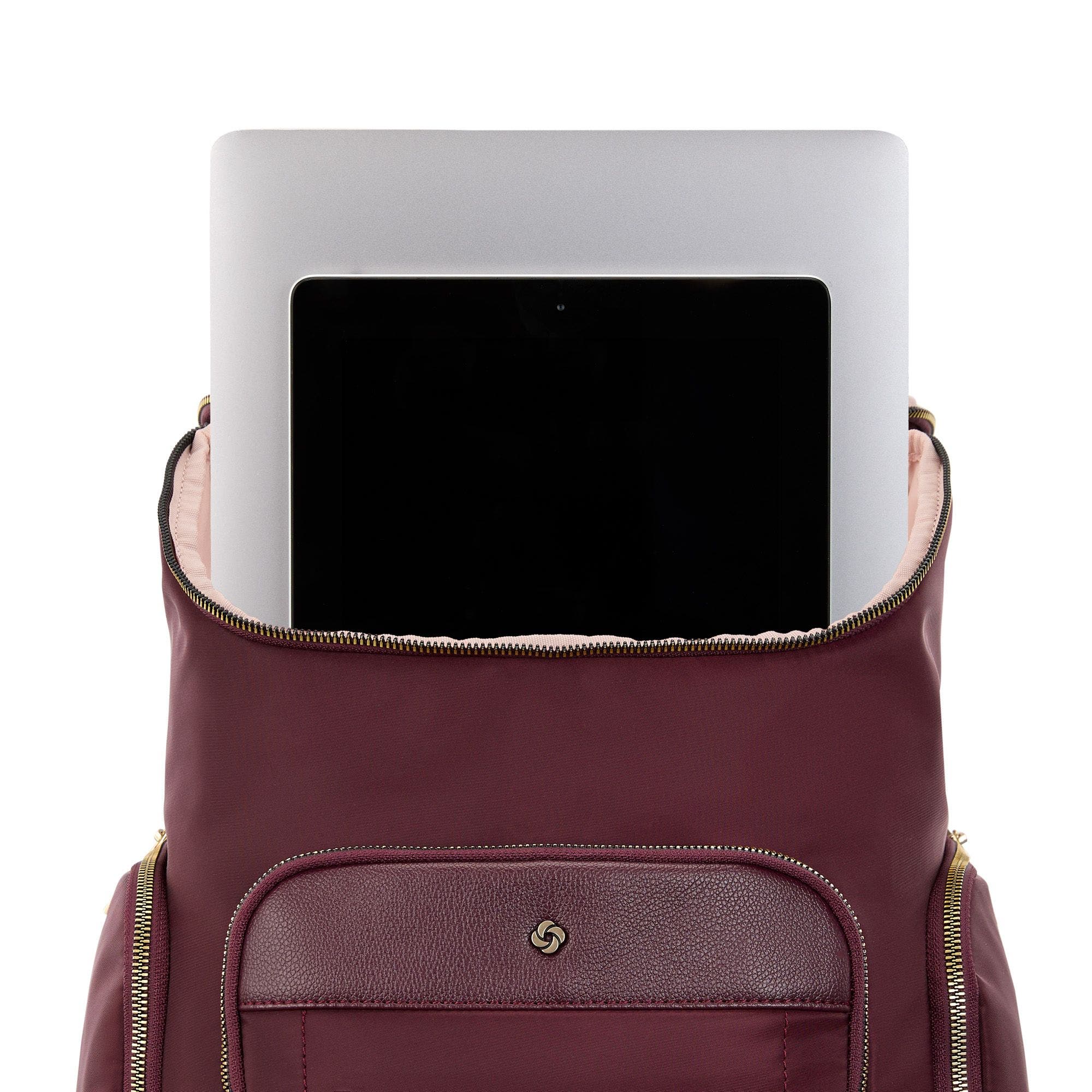 Mobile Solution 2 Deluxe Backpack with 15" Laptop Compartment, Alternate, color, Merlot
