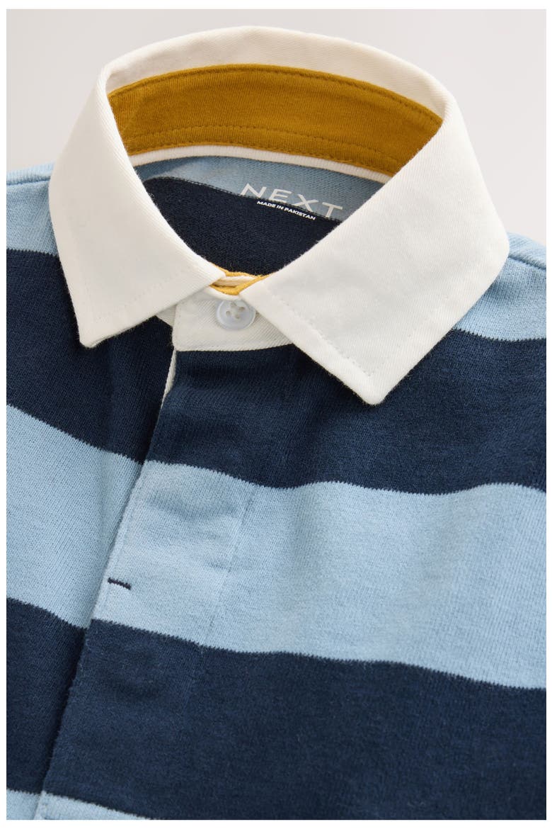 Kids' Stripe Long Sleeve Rugby Polo, Alternate, color, BLUE MULTI