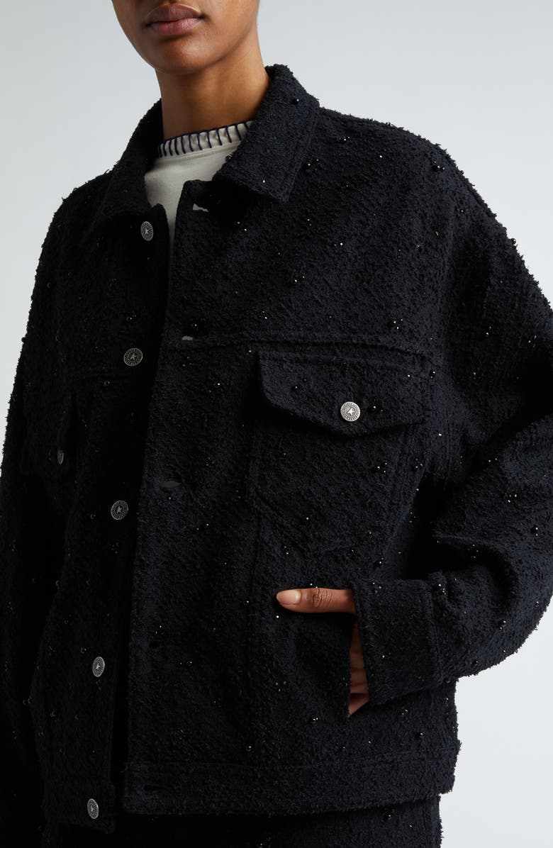 Golden Goose Journey Beaded Laser Cut Bouclé Trucker Jacket, Alternate, color,