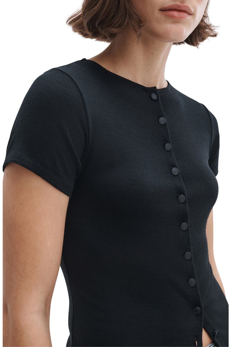 The Knit Button T-Shirt, Alternate, color, BLACK