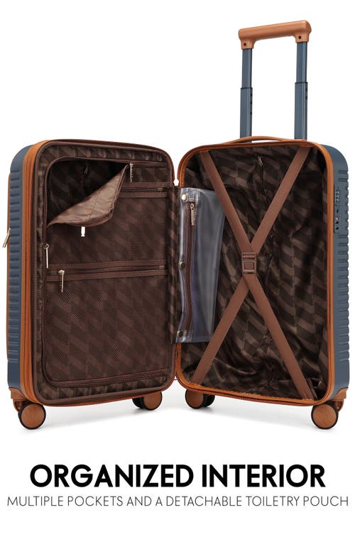 Elle Escape Expandable Carry On Suitcase With Front Laptop Pocket In Blue