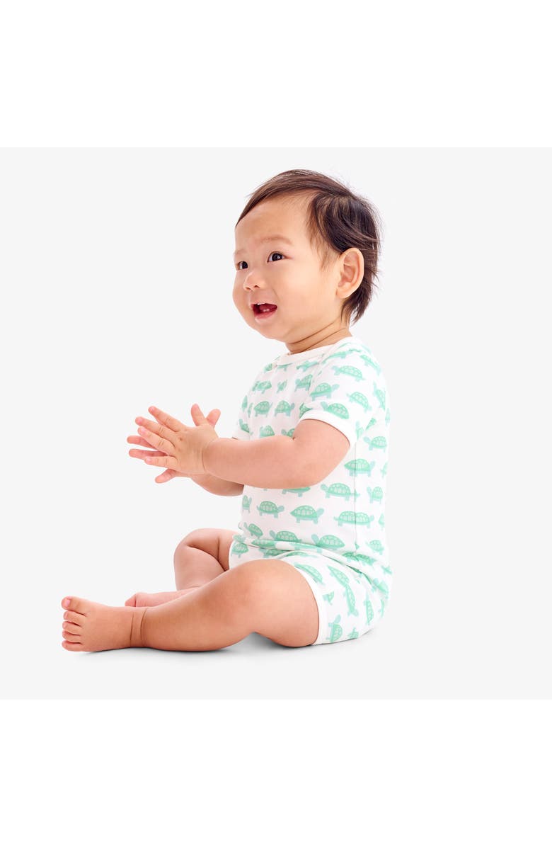 Primary Organic Animal Friends Babysuit Shortie, Alternate, color, Clover Baby Turtles