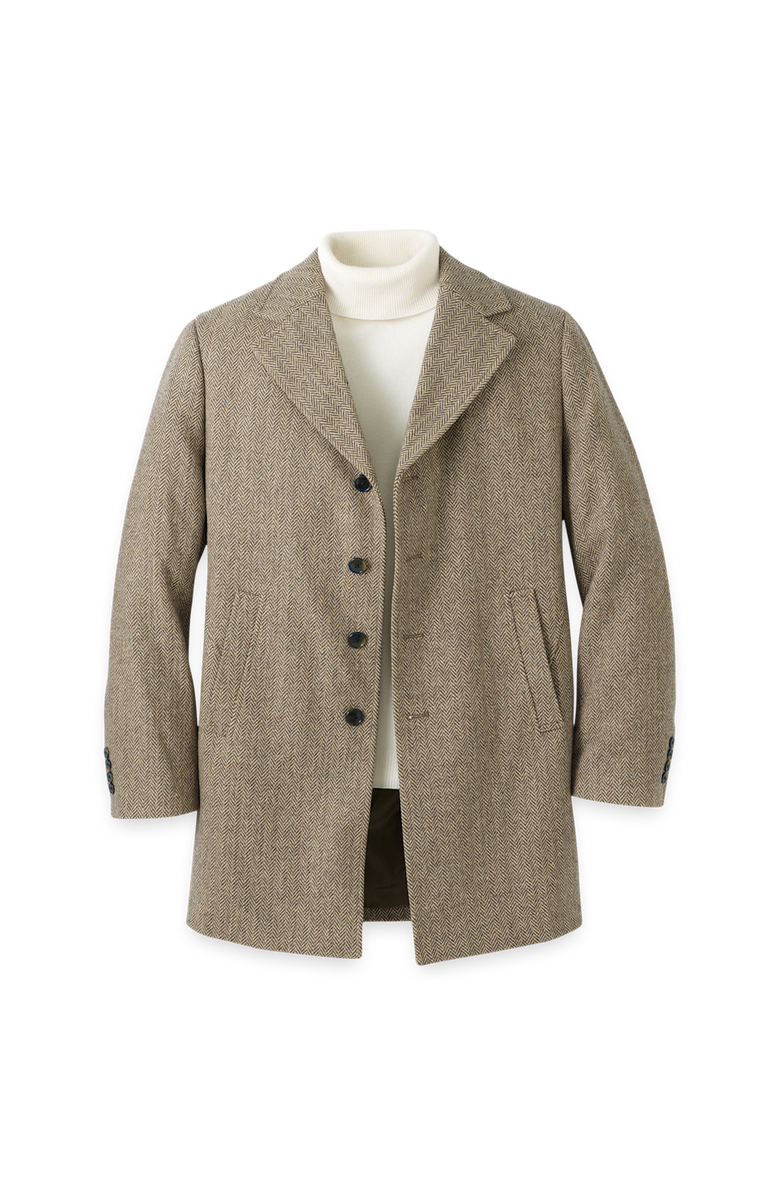 Paul Fredrick Herringbone Topcoat, Main, color, Tan