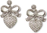 Clare V. Pavé Crystal Heart Drop Earrings