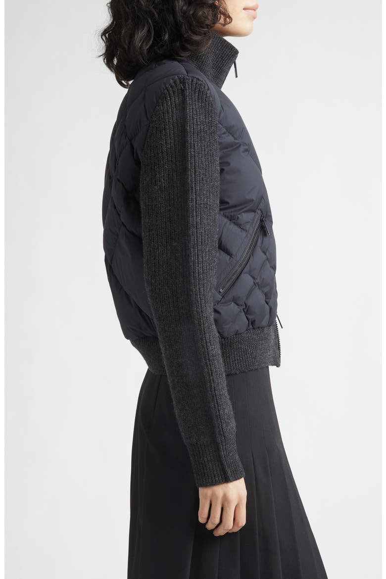 Check Stitch Mixed Media Jacket, Alternate, color, BLACK