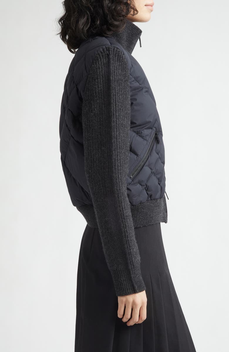 Burberry Check Stitch Mixed Media Jacket, Alternate, color, Black