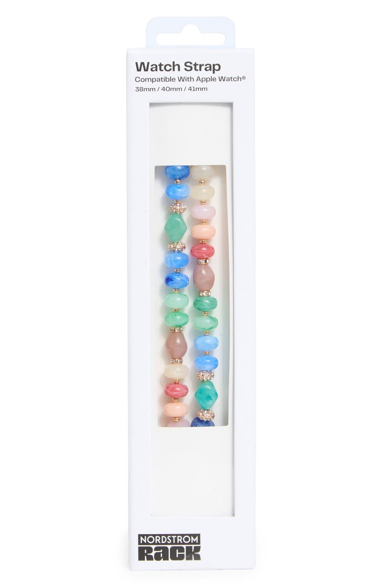 NORDSTROM RACK Beaded Apple Watch<sup>®</sup> Watchband, Alternate, color, Blue Multi- Gold