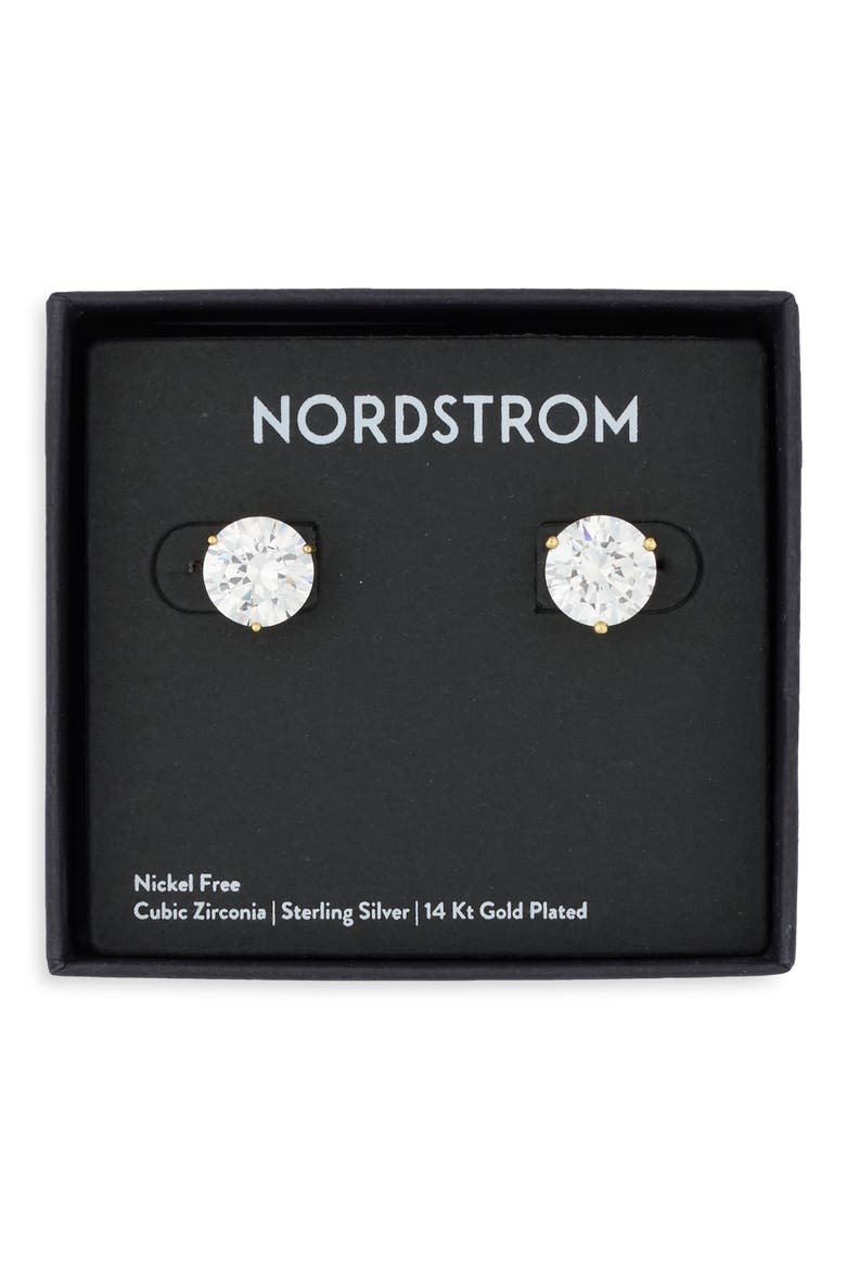 Cubic Zirconia Stud Earrings - 8.0ct., Alternate, color, GOLD