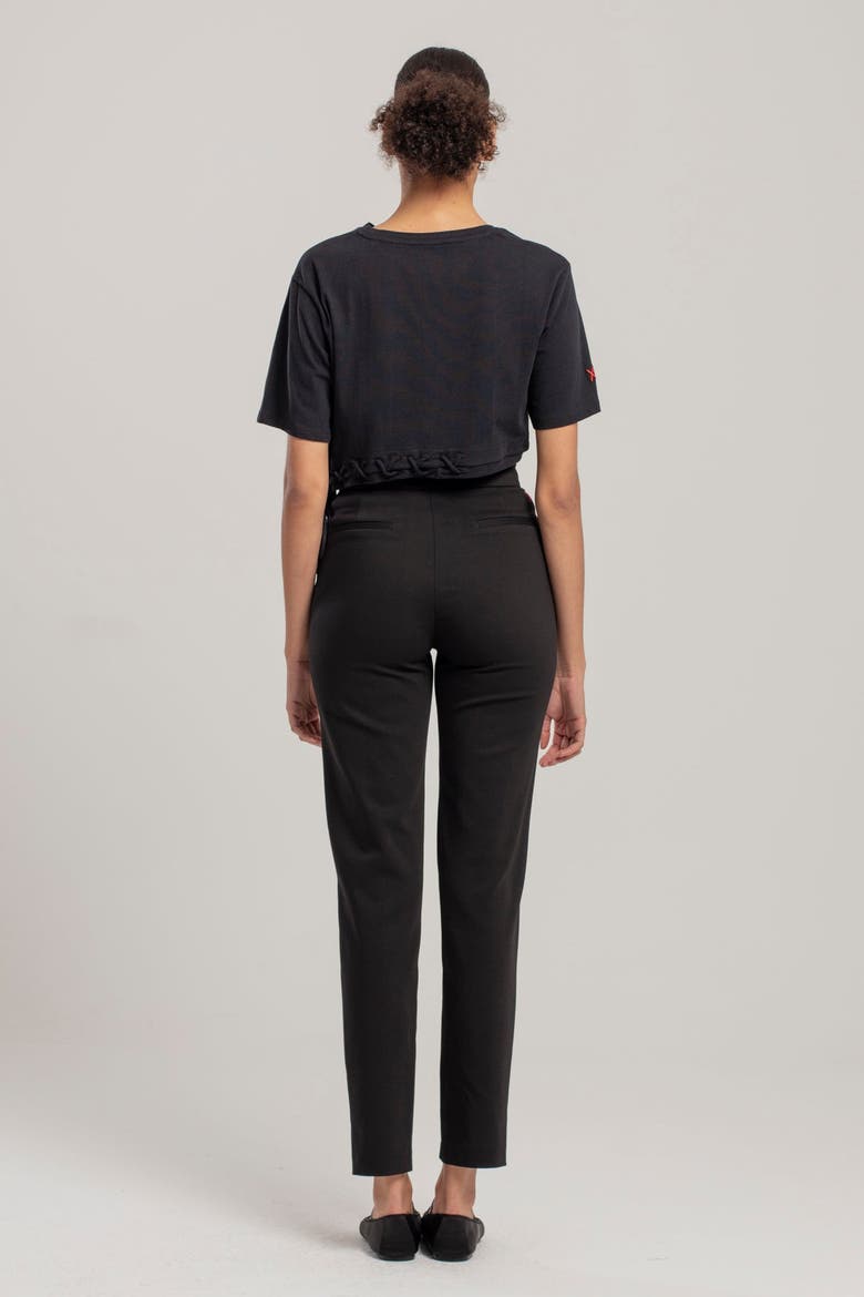 Pure Cotton Free Heaven Crop String Tshirt, Alternate, color, BLACK