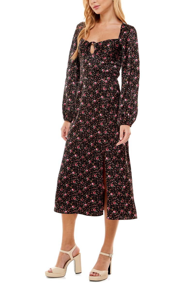 Sable Long Sleeve Bustier Dress, Alternate, color, PINK DITSY
