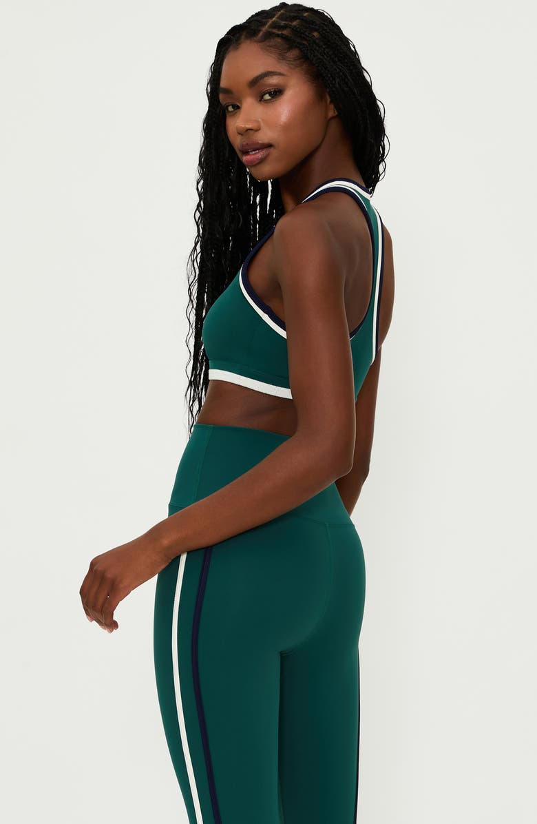 Beach Riot Ida Colorblock Racerback Sports Bra, Alternate, color, Pine Green