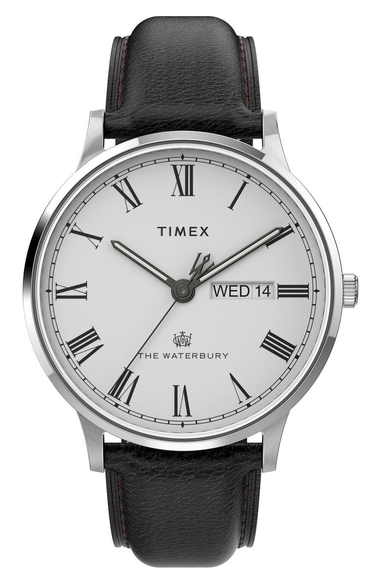 Timex<sup>®</sup> Waterbury Classic Leather Strap Watch, 40mm, Main, color, 