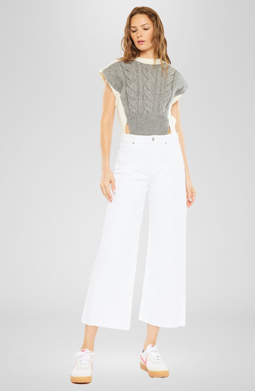 Kancan Dianella High Rise Crop Wide Leg Jeans In White
