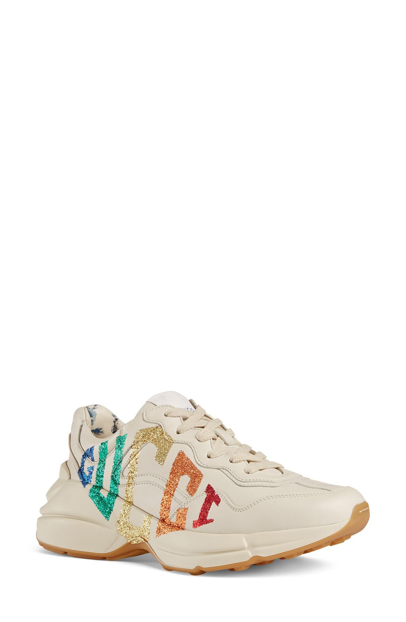 Gucci Rhyton Rainbow Logo Sneaker, Main, color, 