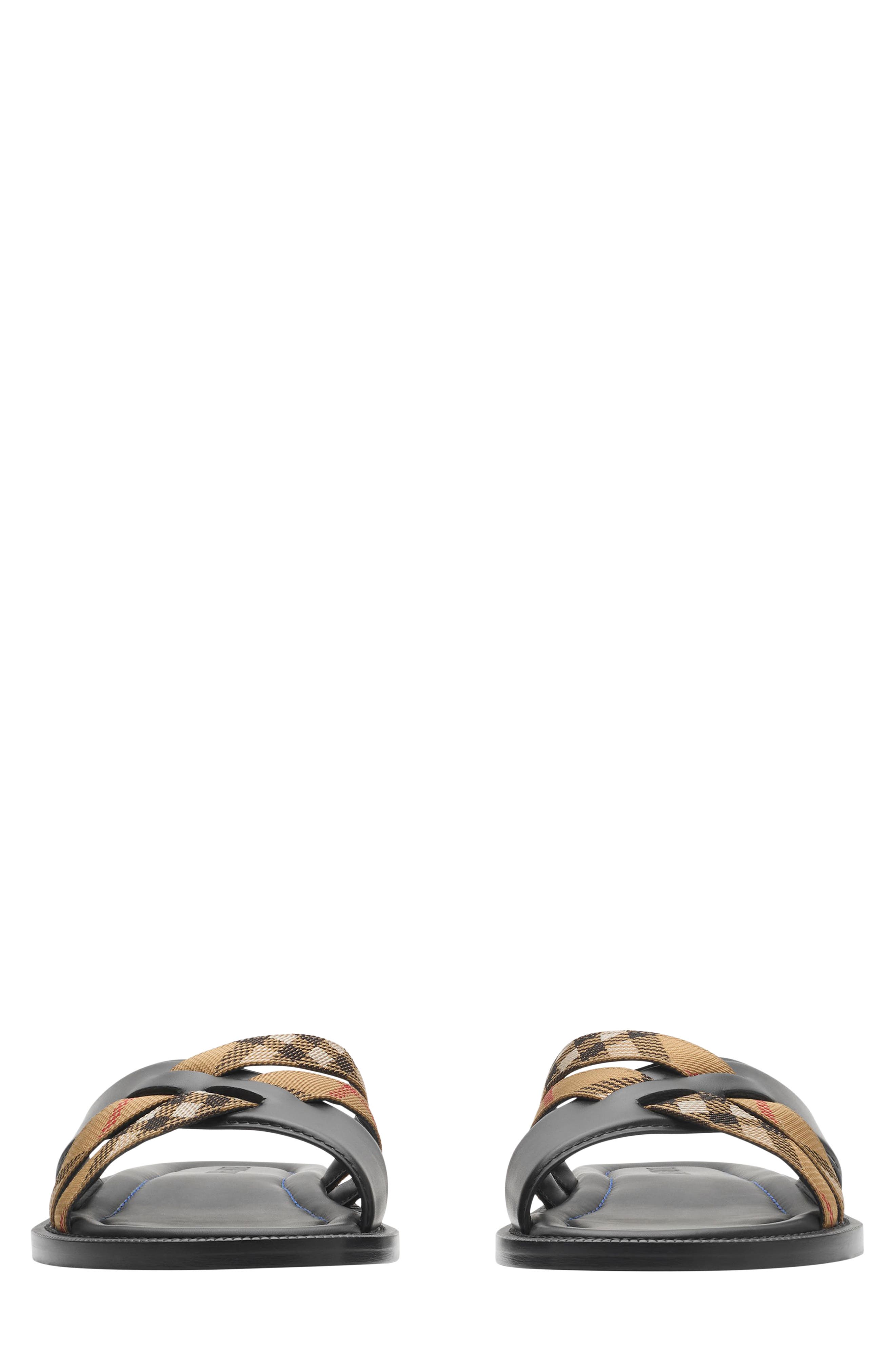 Burberry Drift Slide Sandal, Alternate, color, Black/ Sand Ip Check