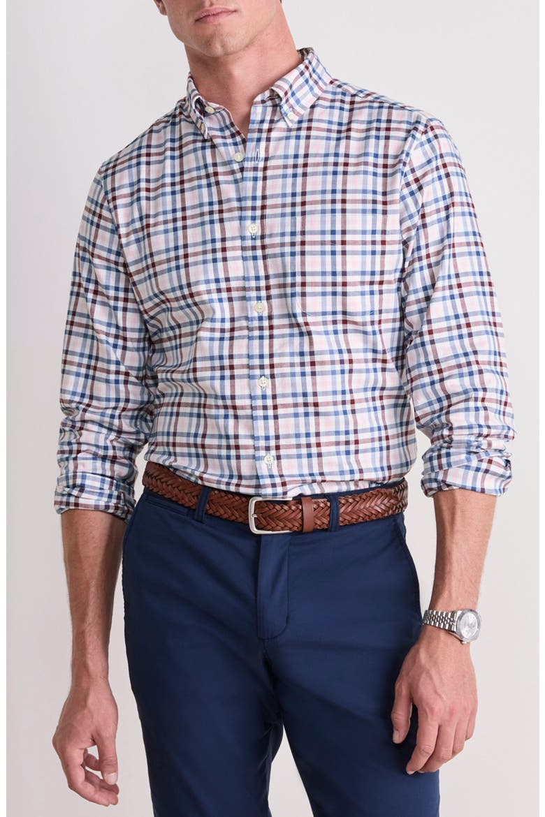 MonomoyTattersall Classic Fit Stretch Poplin Button-Down Shirt, Main, color, FLAMINGO