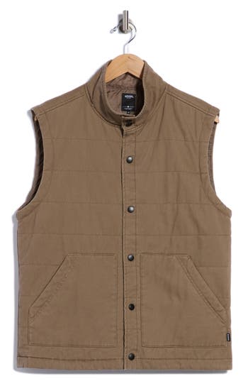 Union Wade Quilted Twill Vest In Brown