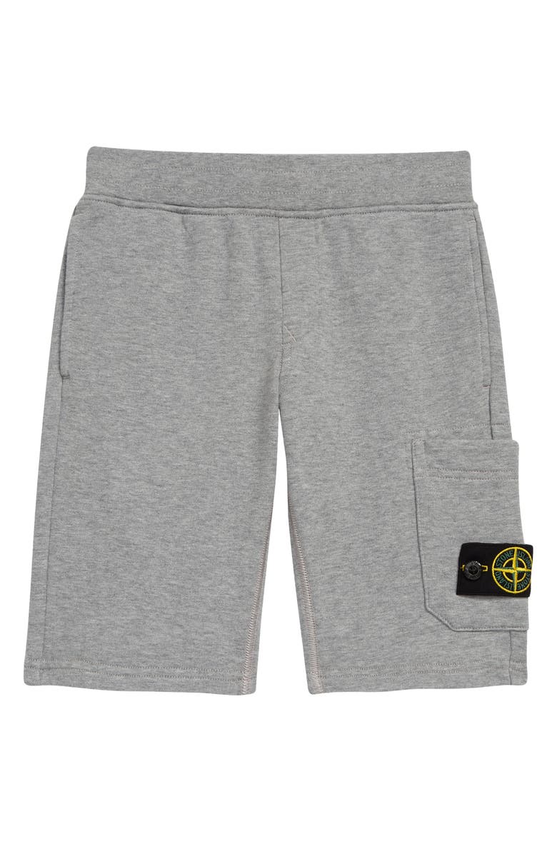 Stone Island Kids' Logo Patch Sweat Shorts, Main, color, V0m64 Melange Grey