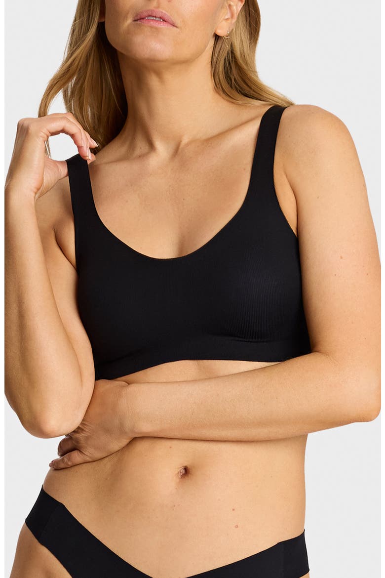 Soft Support Rib Bralette, Main, color, BLACK