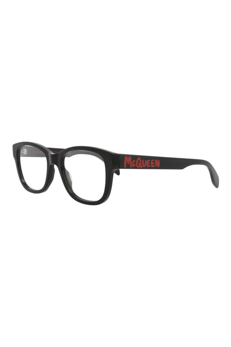 52mm Square Optical Glasses, Alternate, color, BLACK BLACK TRANSPARENT