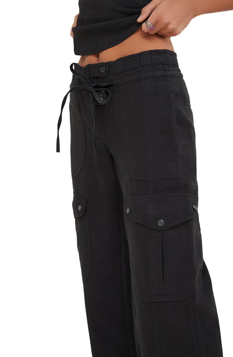 Free People Park Ave Cotton Cargo Pants, Alternate, color, Black
