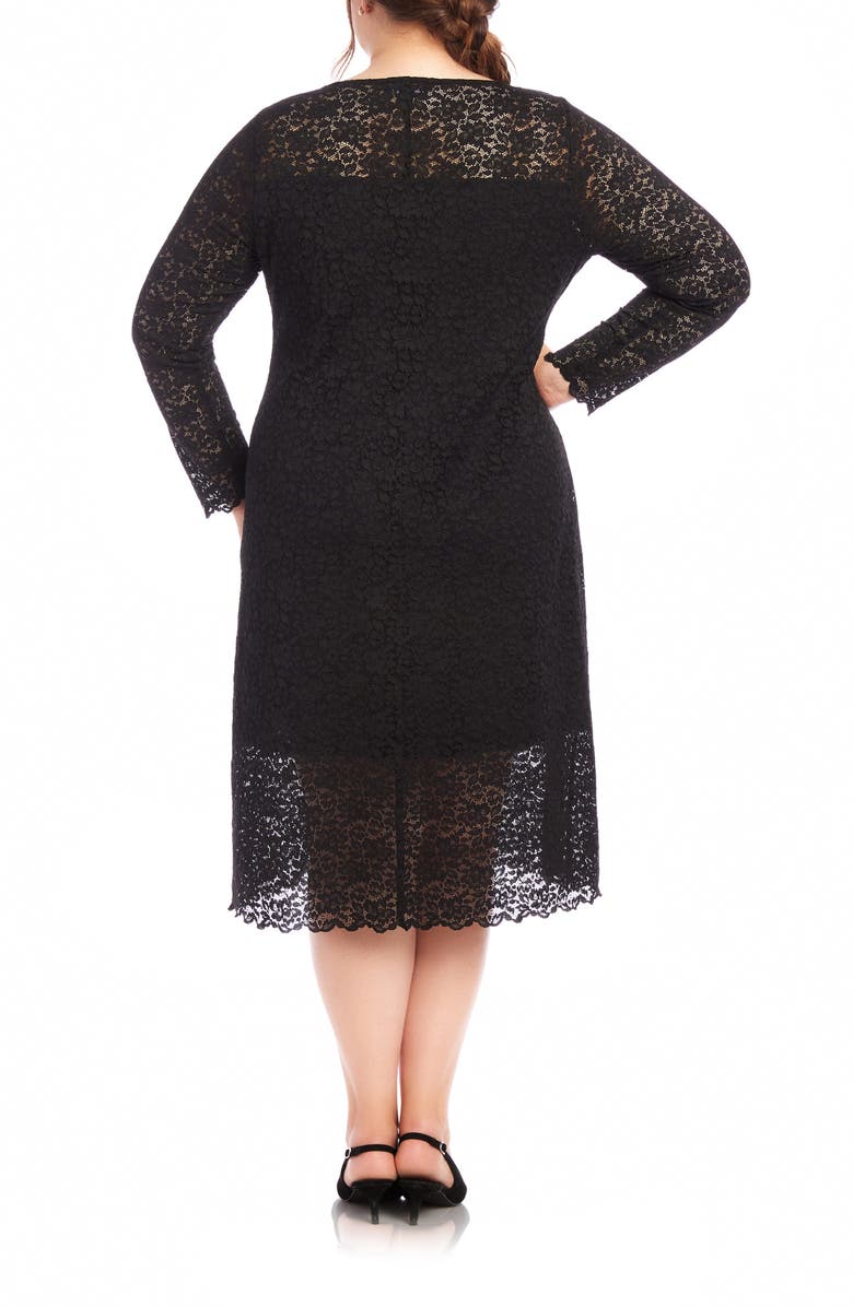 Karen Kane Lace Long Sleeve Midi Dress, Alternate, color, 