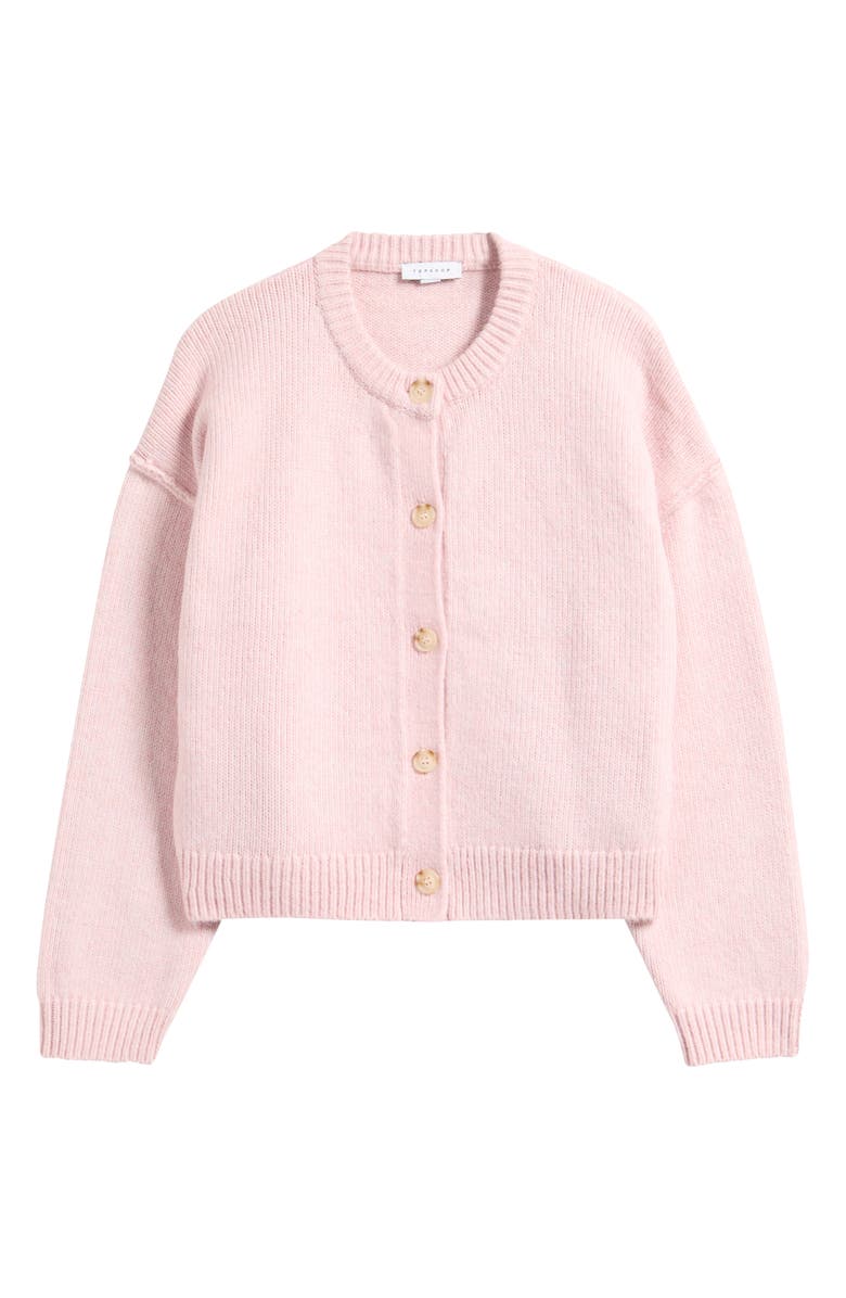 Topshop Exposed Seam Relaxed Fit Cardigan, Alternate, color, Pink
