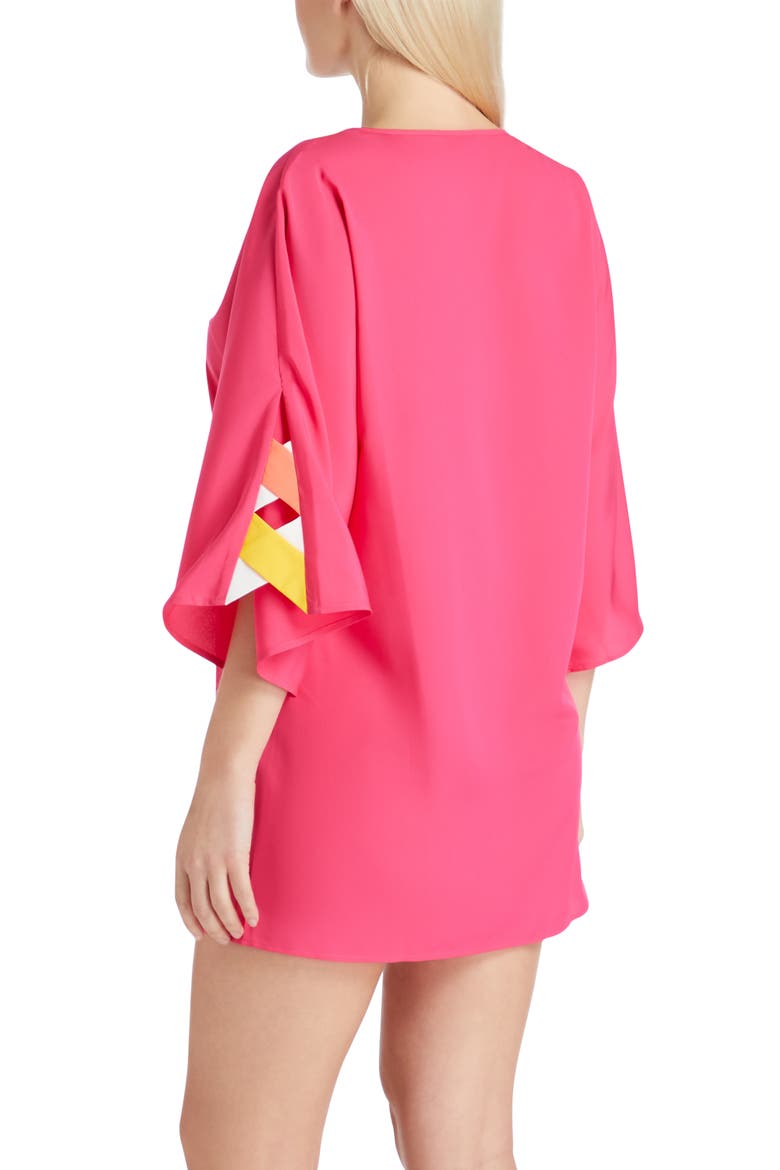 Mallorca Cross Bandage Cover-up Tunic Dress, Alternate, color, Fuscia