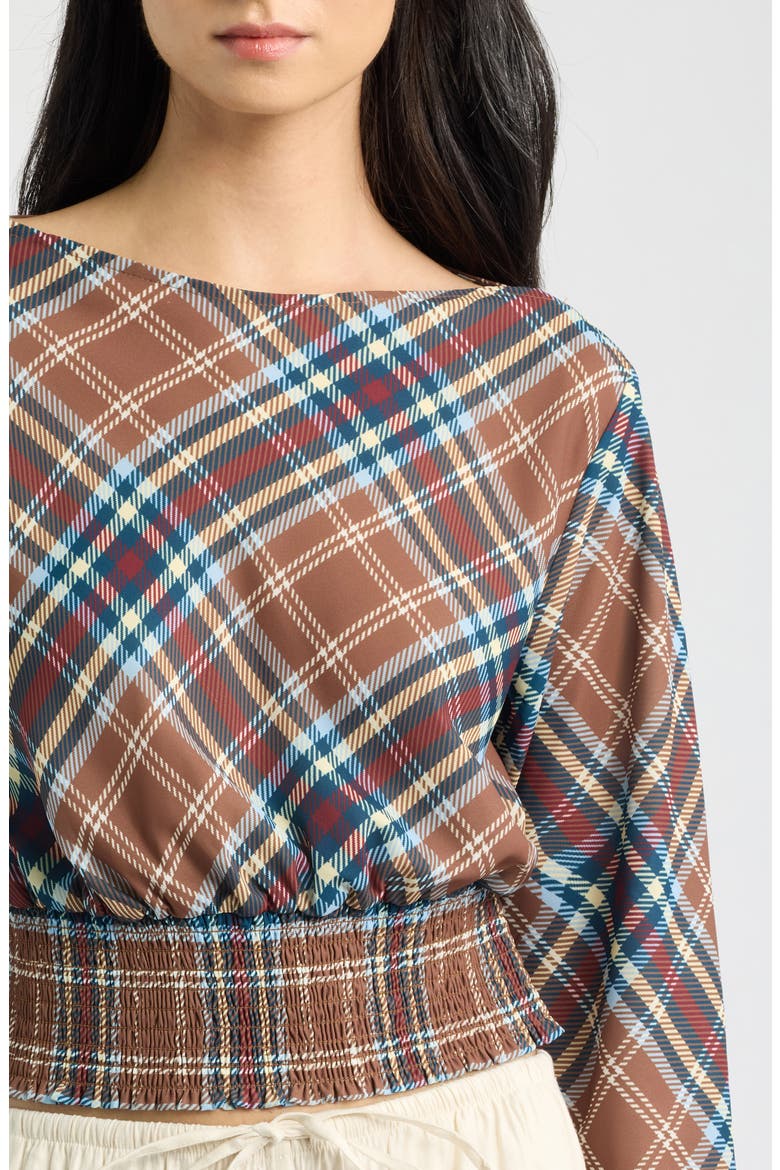 The Ace Plaid Long Sleeve Crop Top, Alternate, color, PLAID