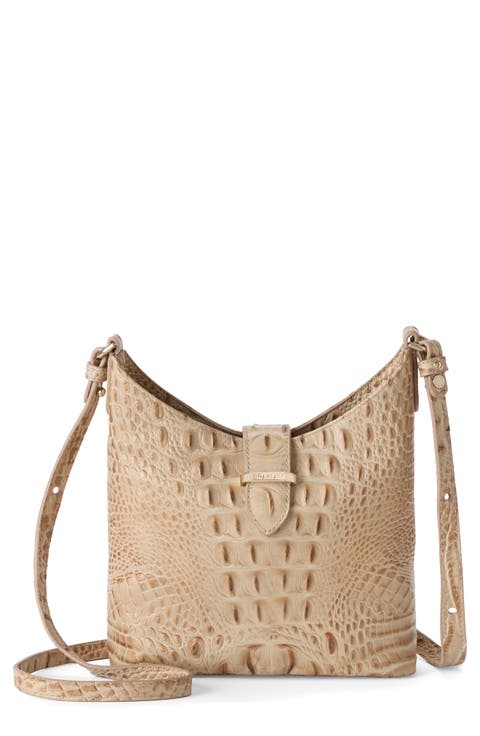 Small Gwynne Croc Embossed Leather Crossbody Bag