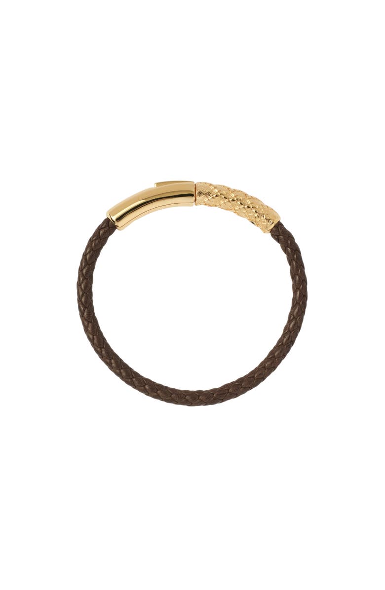 Burberry Leather Check Bracelet, Alternate, color, Gold/Military Brown