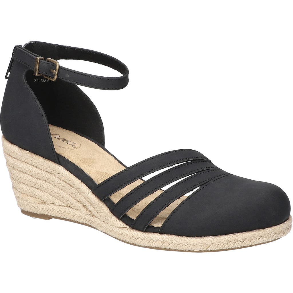 EASY STREET EASY STREET DAYTONA ANKLE STRAP ESPADRILLE PLATFORM WEDGE