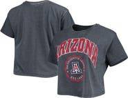 PRESSBOX Women's Pressbox Navy Arizona Wildcats Edith Vintage Burnout Crop T-Shirt
