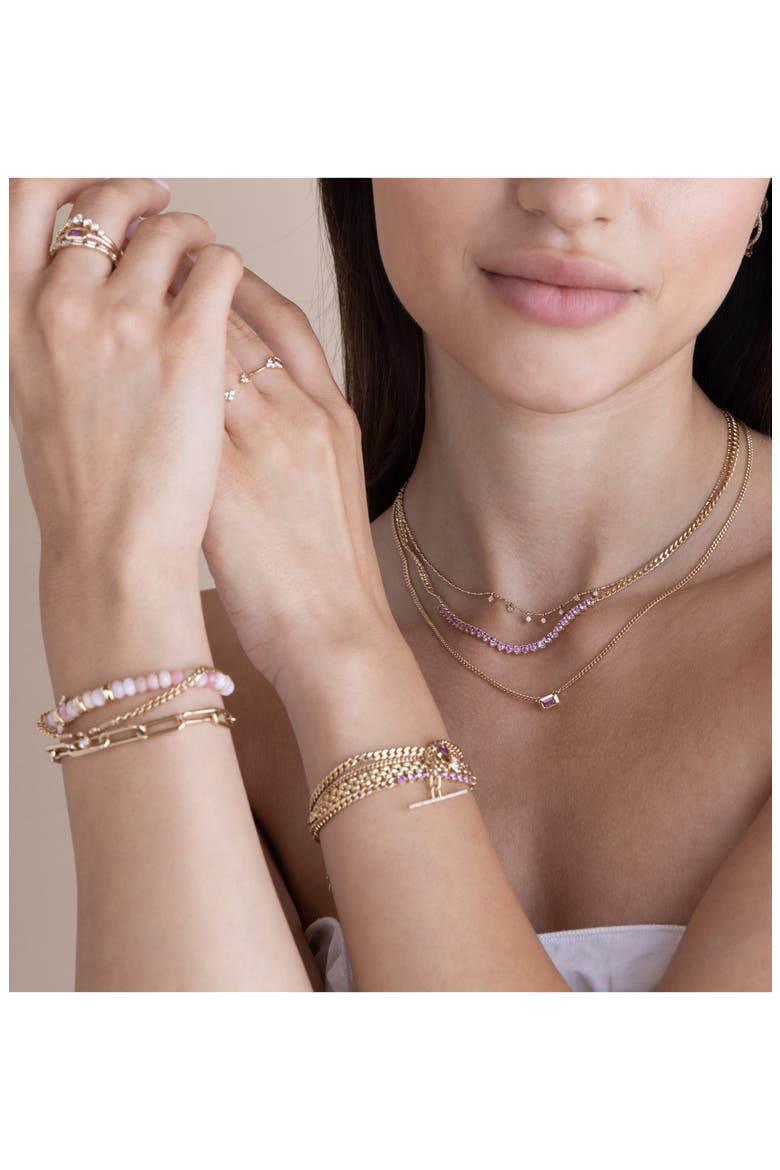 Pink Sapphire Pendant Bracelet, Alternate, color, 14K YELLOW GOLD