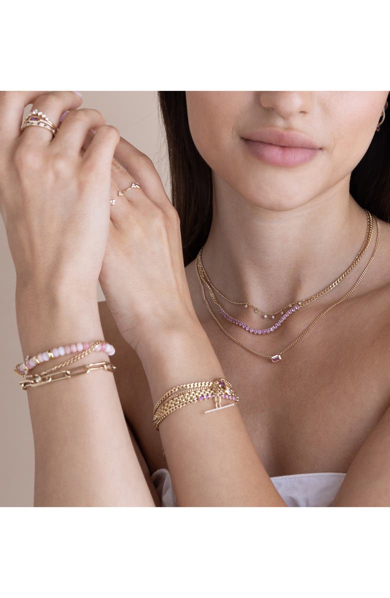 Zoë Chicco Pink Sapphire Pendant Bracelet, Alternate, color, 14K Yellow Gold