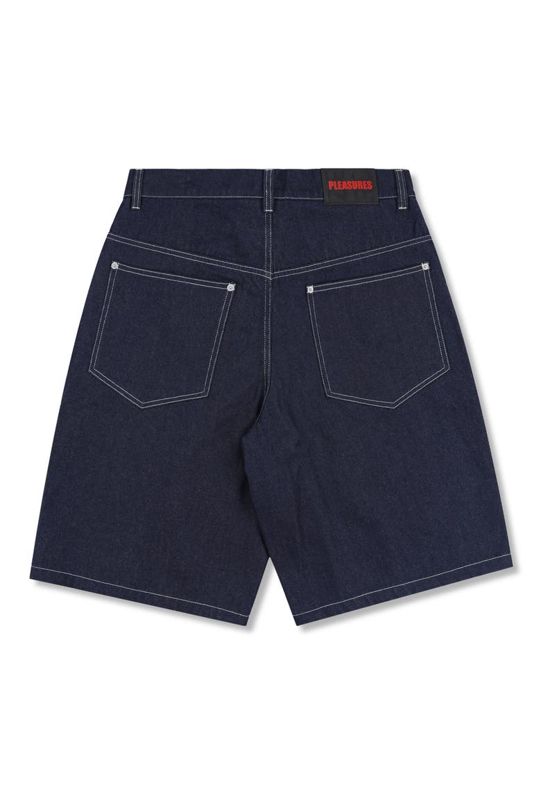 X Zero Skateboards Skull Embroidered Denim Shorts, Alternate, color, RAW