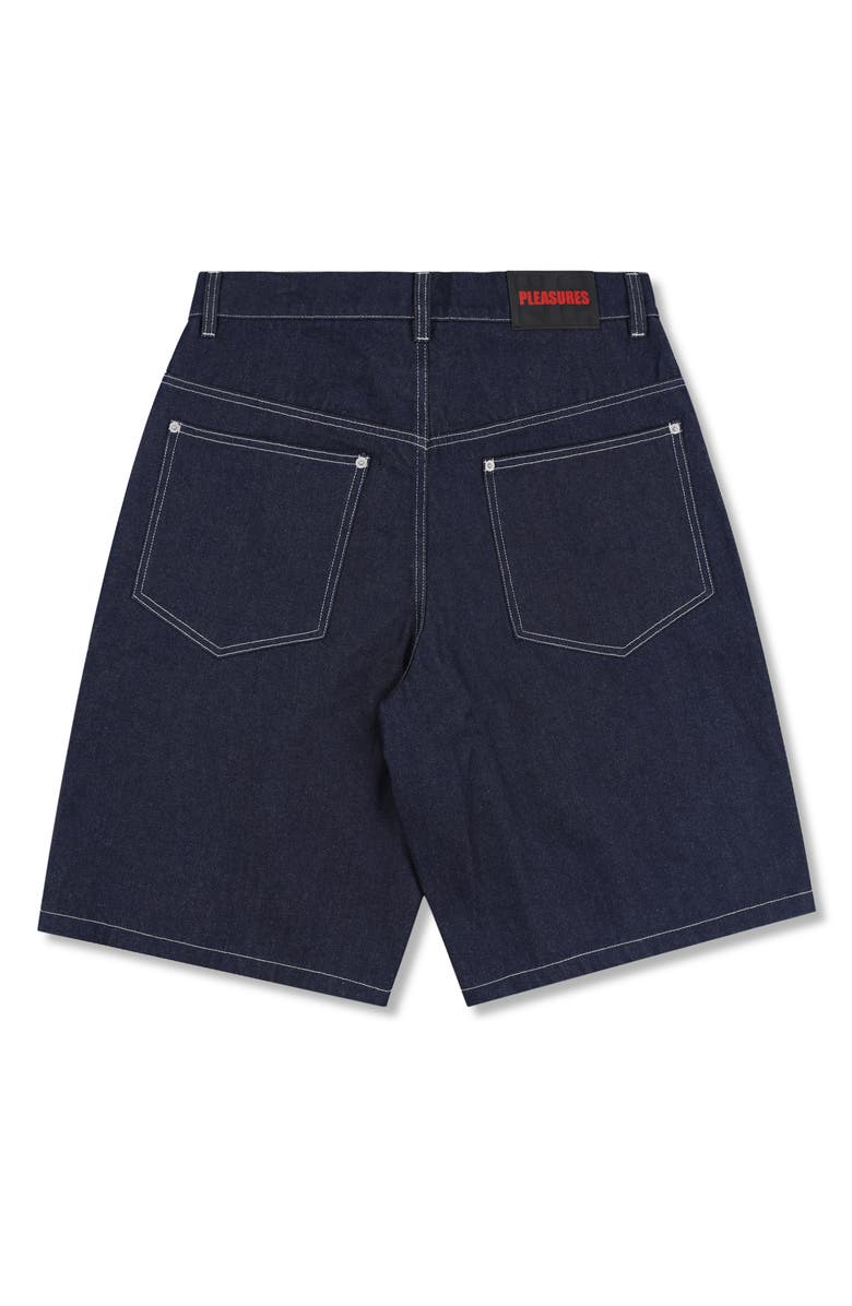 PLEASURES Skull Embroidered Denim Shorts, Alternate, color, Raw