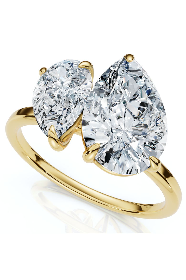 3Ct Toi Et Moi Pear Shape Diamond Ring 14k Gold Lab Grown, Main, color, 14k Yellow Gold