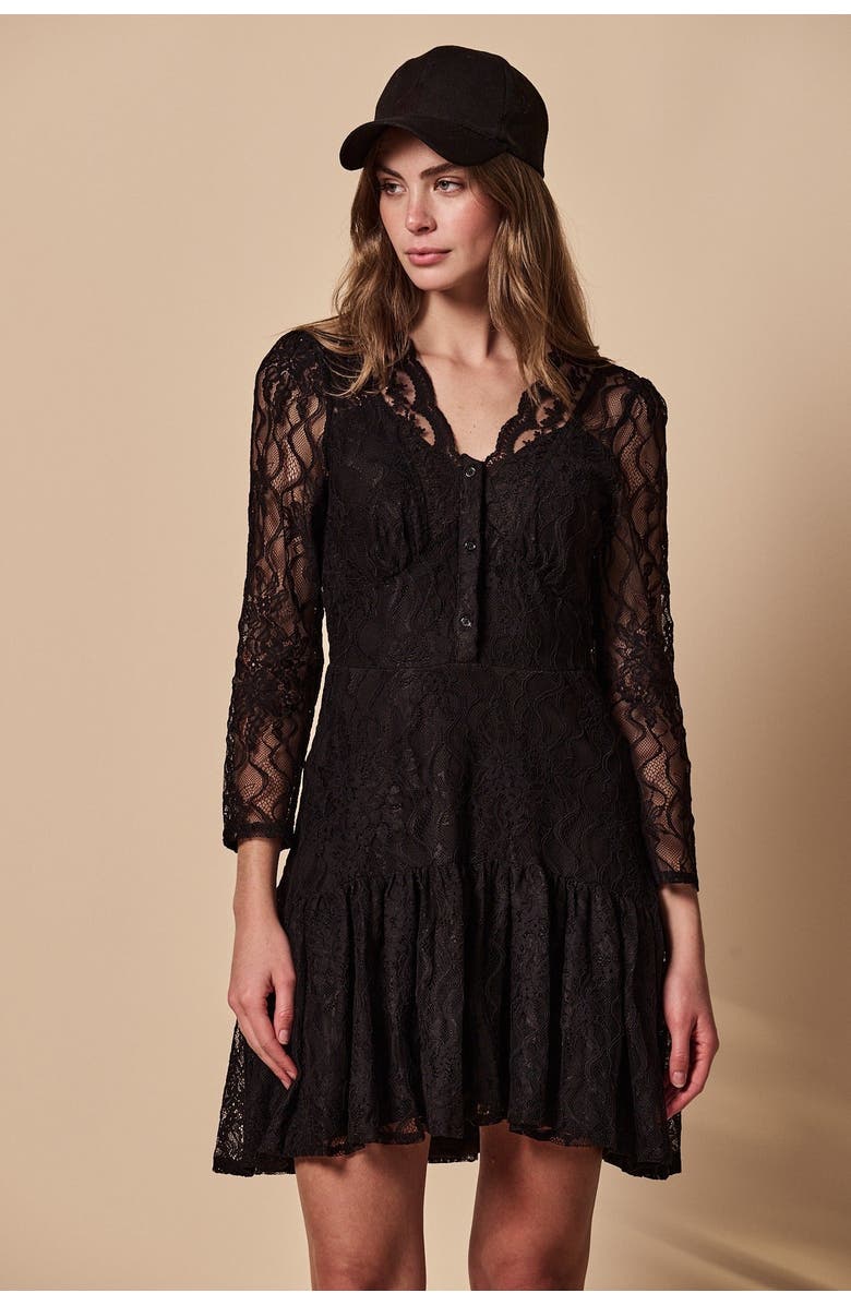 The Shirt The Lace Dress, Alternate, color, Black