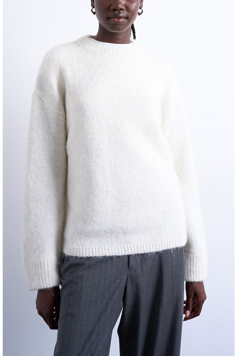 Fluffy Oversize Crewneck Sweater, Main, color, CREAM