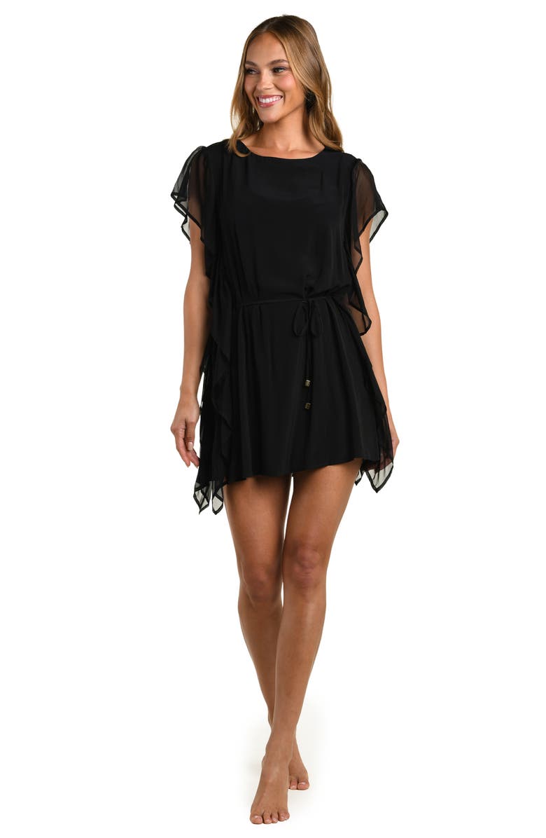 L'AGENCE Glam Covers Alia Chiffon Cover-Up Tunic, Alternate, color, Black