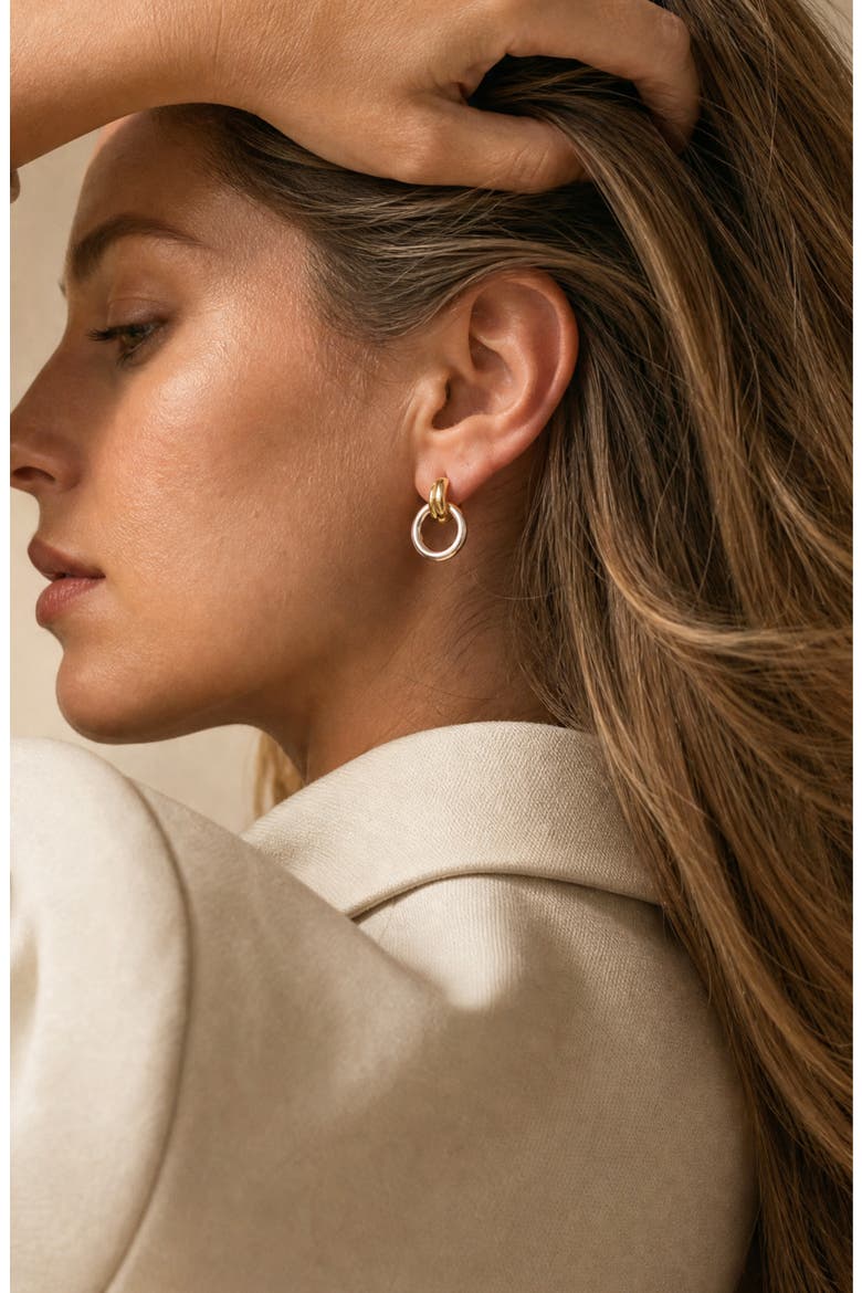 2-Tone Mini Knot Earrings, Alternate, color, TWO TONE