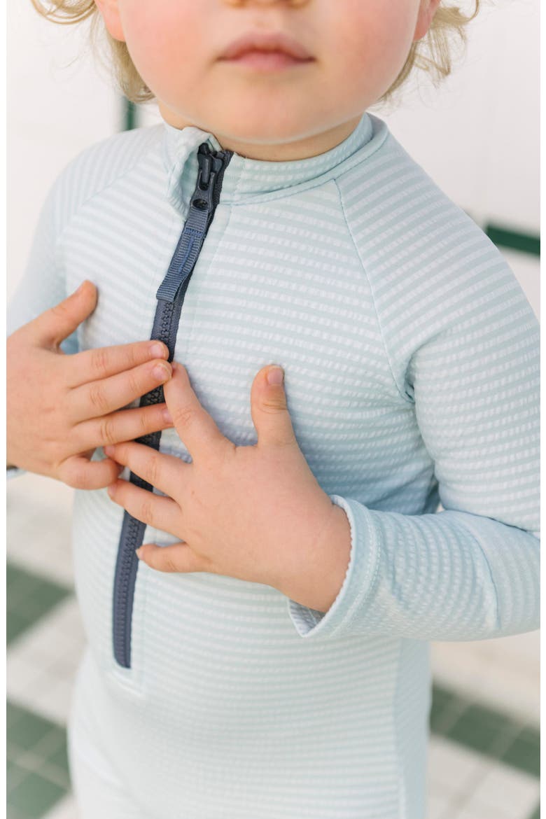 Kids' Long Sleeve One-Piece Rashguard Swimsuit, Alternate, color, SEERSUCKER LAKE