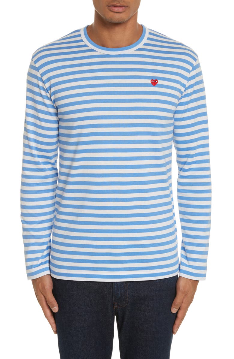 Comme des Garçons PLAY Long Sleeve Stripe Crewneck T-Shirt, Main, color,