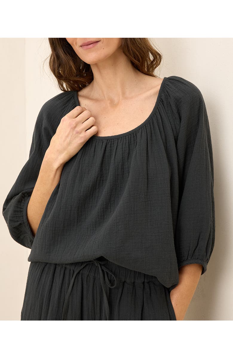 Pact Organic Cotton Coastal Double Gauze Scoop Neck Top, Main, color, Black