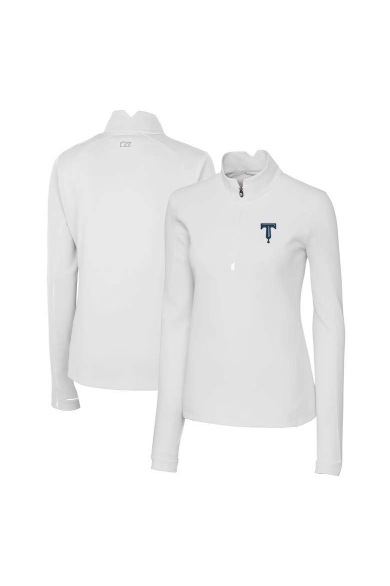 Women's Cutter & Buck  White Tulsa Drillers Traverse DryTec Stretch Quarter-Zip Pullover Top, Alternate, color, White