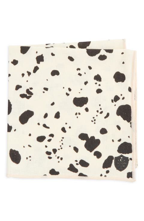 Cow Print Linen Pocket Square
